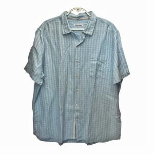 Tommy Bahama Blue Short Sleeve Linen Shirt Size XXL Button Down
